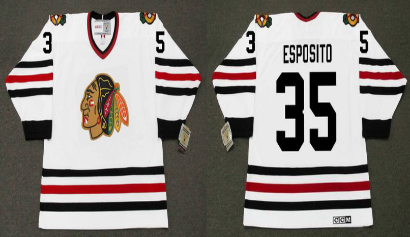 2019 Men Chicago Blackhawks #35 Esposito white CCM NHL jerseys->chicago blackhawks->NHL Jersey